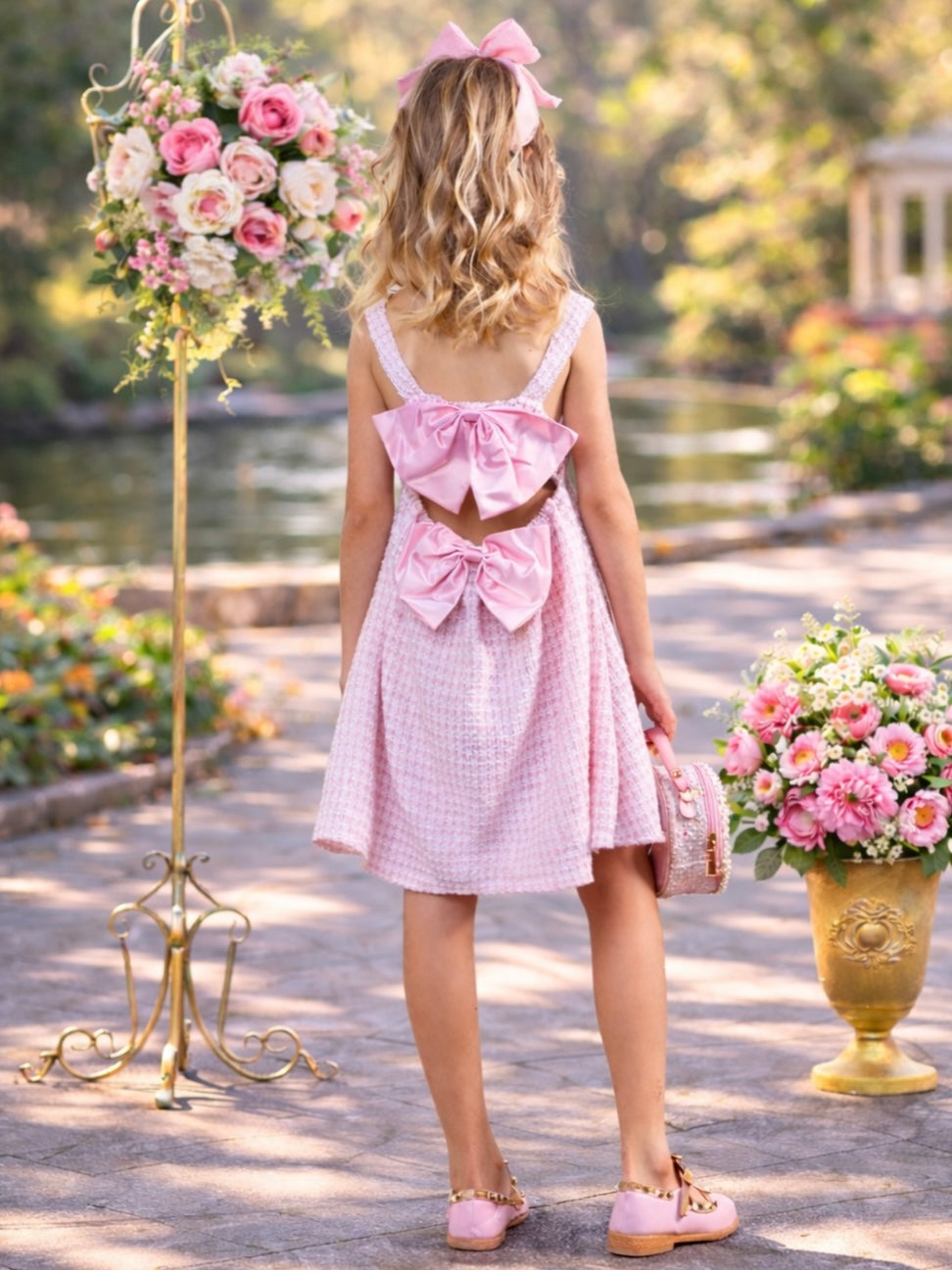 Tweed Charm Double Bow Spring Dress