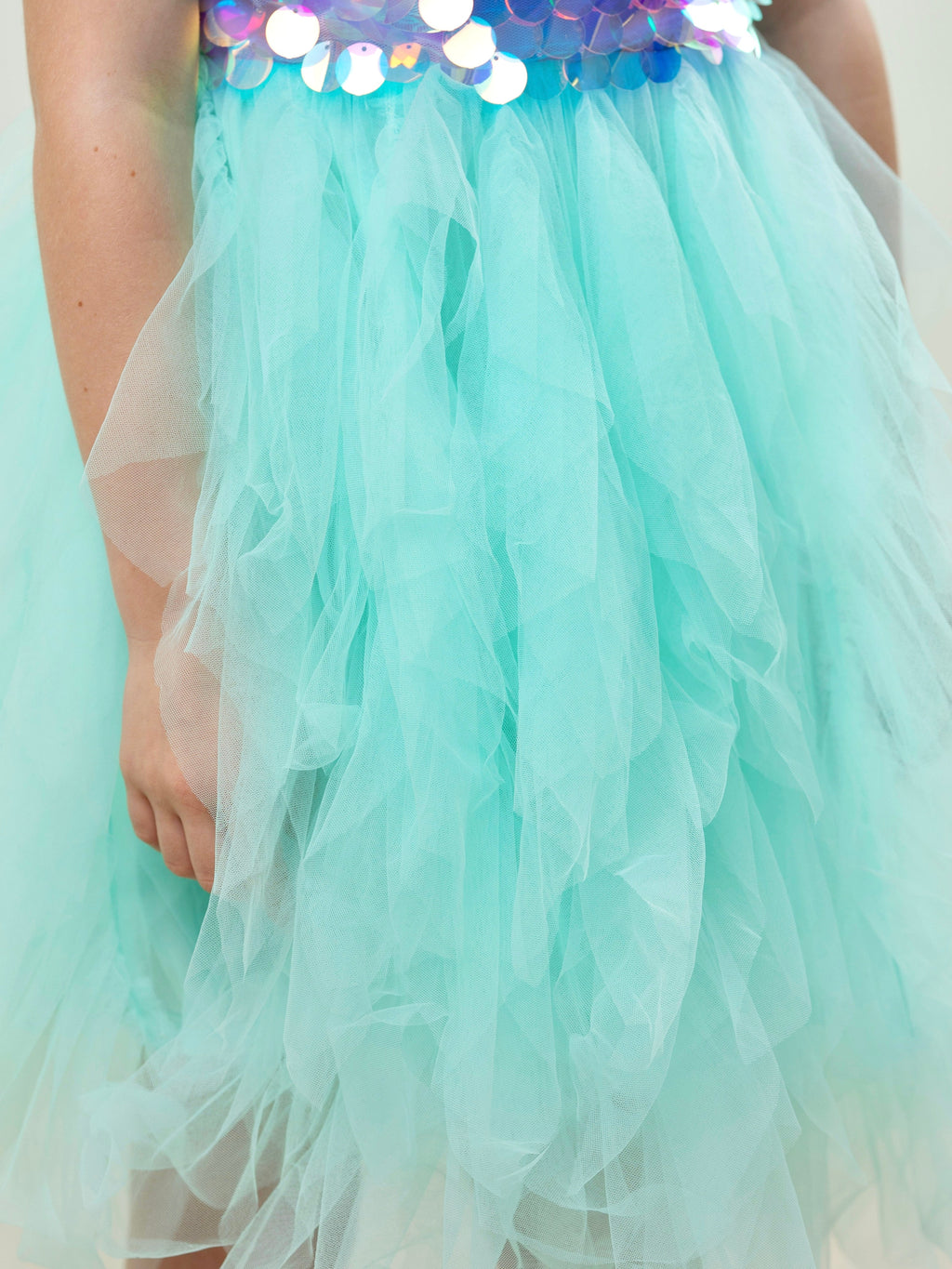 Iridescent Aqua Mermaid Sequin Party Dress