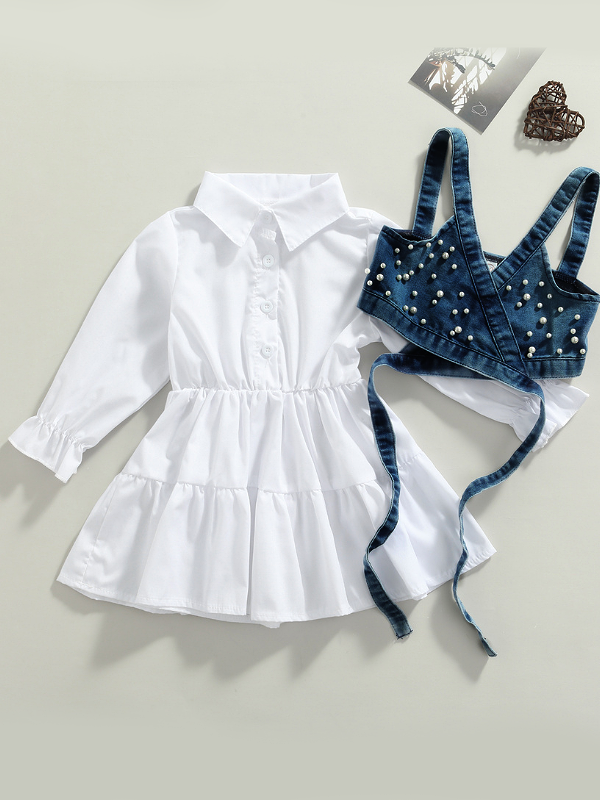 Delicate Dream Dress And Denim Vest Set