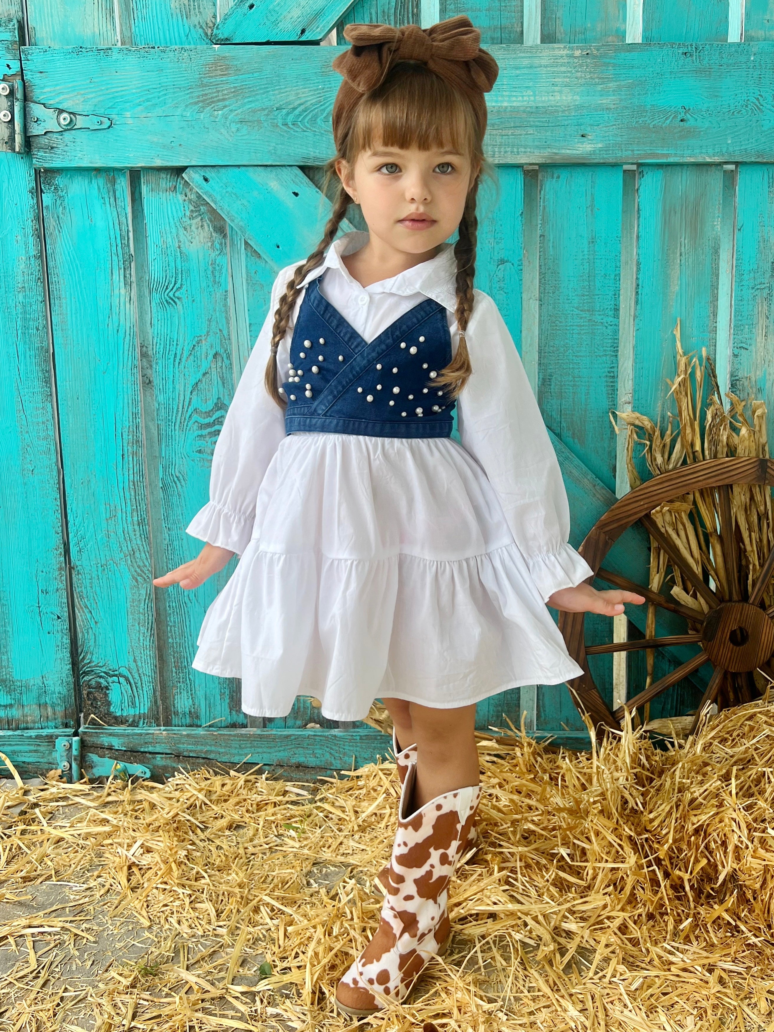 Delicate Dream Dress And Denim Vest Set