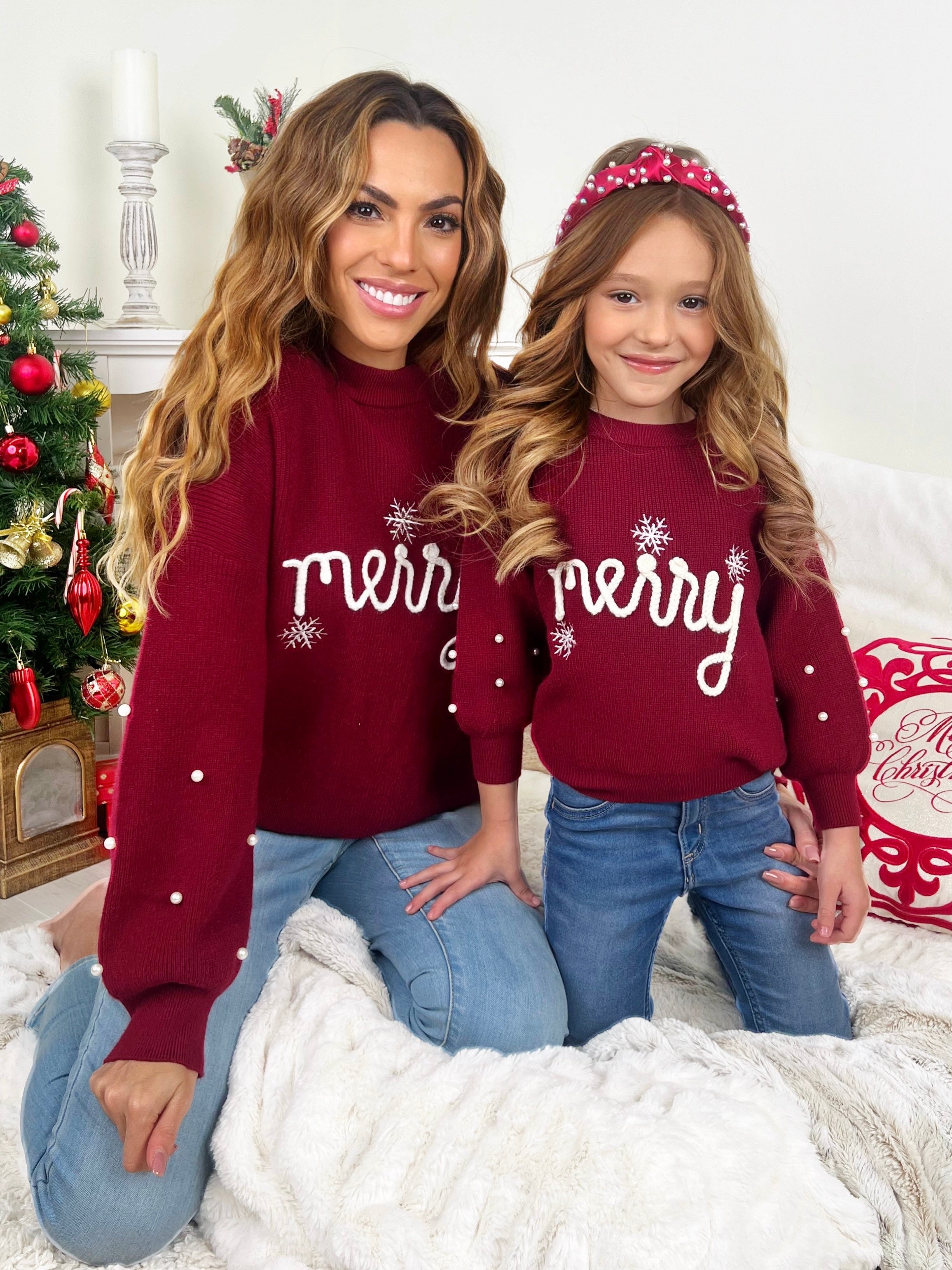 Mommy and Me Snowflake Merry Christmas Sweater