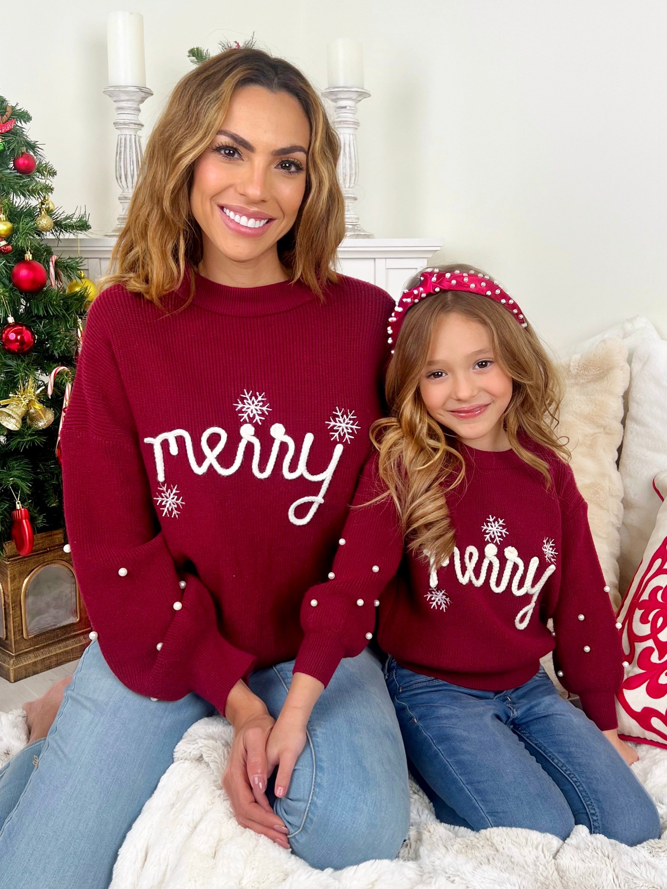 Mommy and Me Snowflake Merry Christmas Sweater