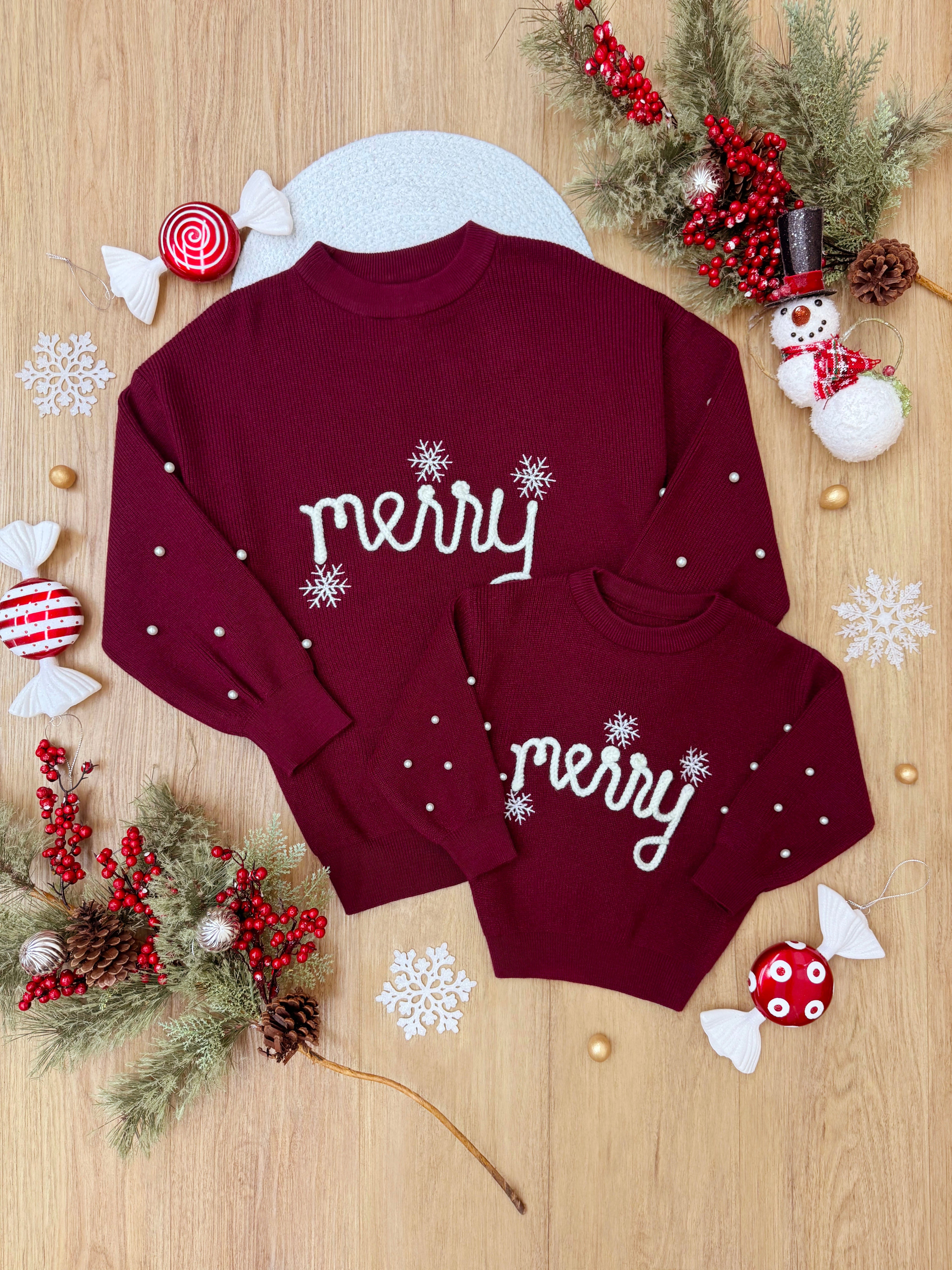 Mommy and Me Snowflake Merry Christmas Sweater