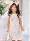 Pink Sequin Daisy Pearl-Accent Shift Dress