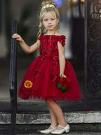 Cranberry Cuteness Floral Princess Party Dress