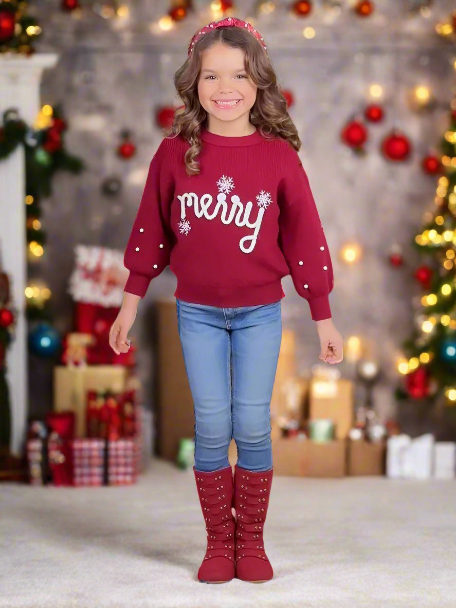 Mommy and Me Snowflake Merry Christmas Sweater