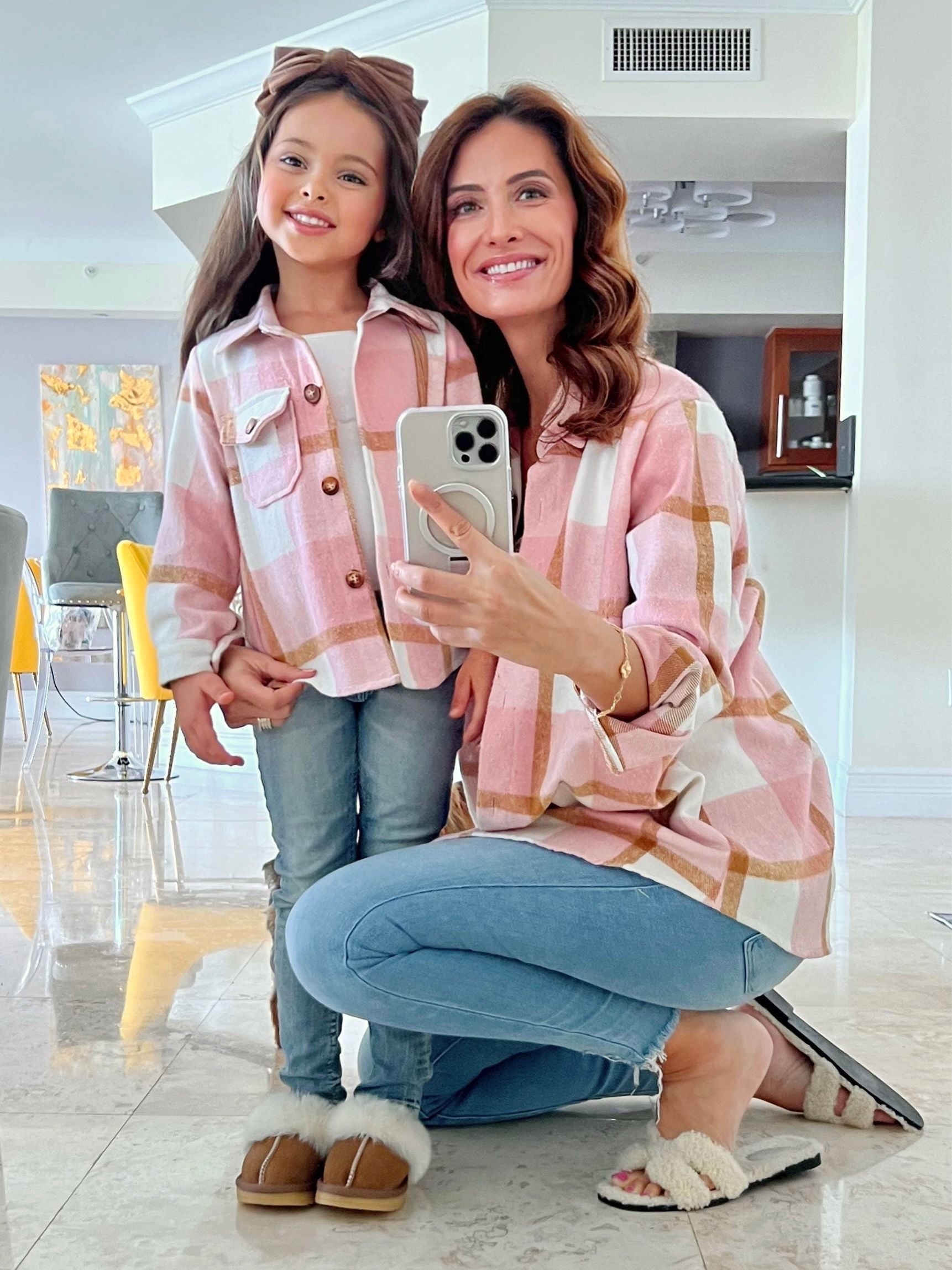 Mommy and Me Blushing Babes Pink Flannel Shirt